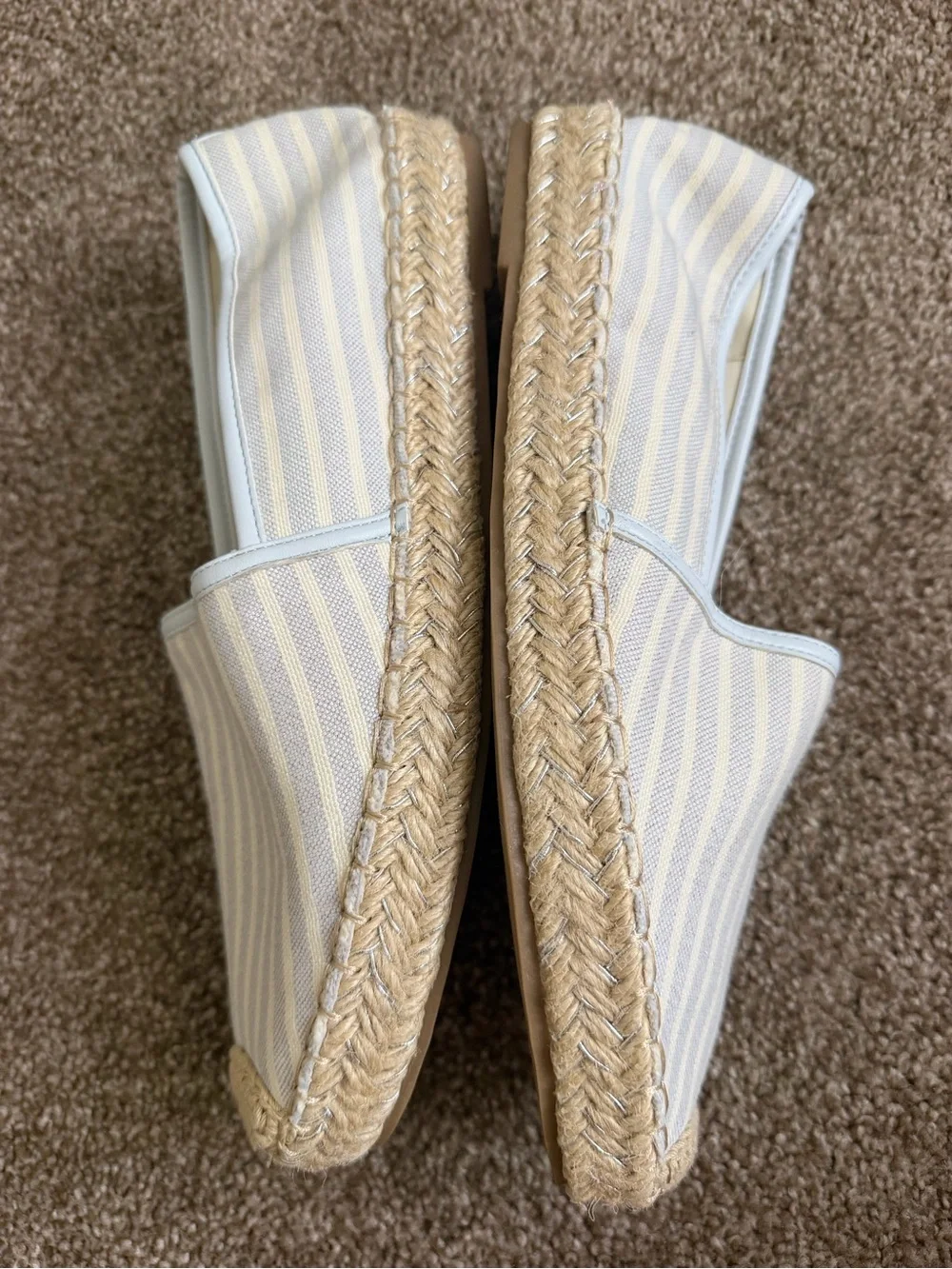 Bandolino Light Blue and Cream Striped Espadrille Slip-On